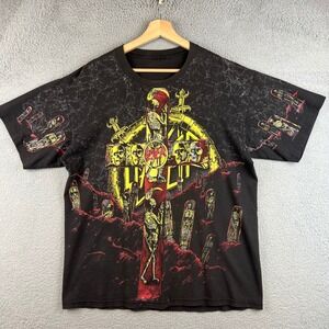 Slayer Seasons in the Abyss All Over Print Graphic T-Shirt Mens Black L Vintage